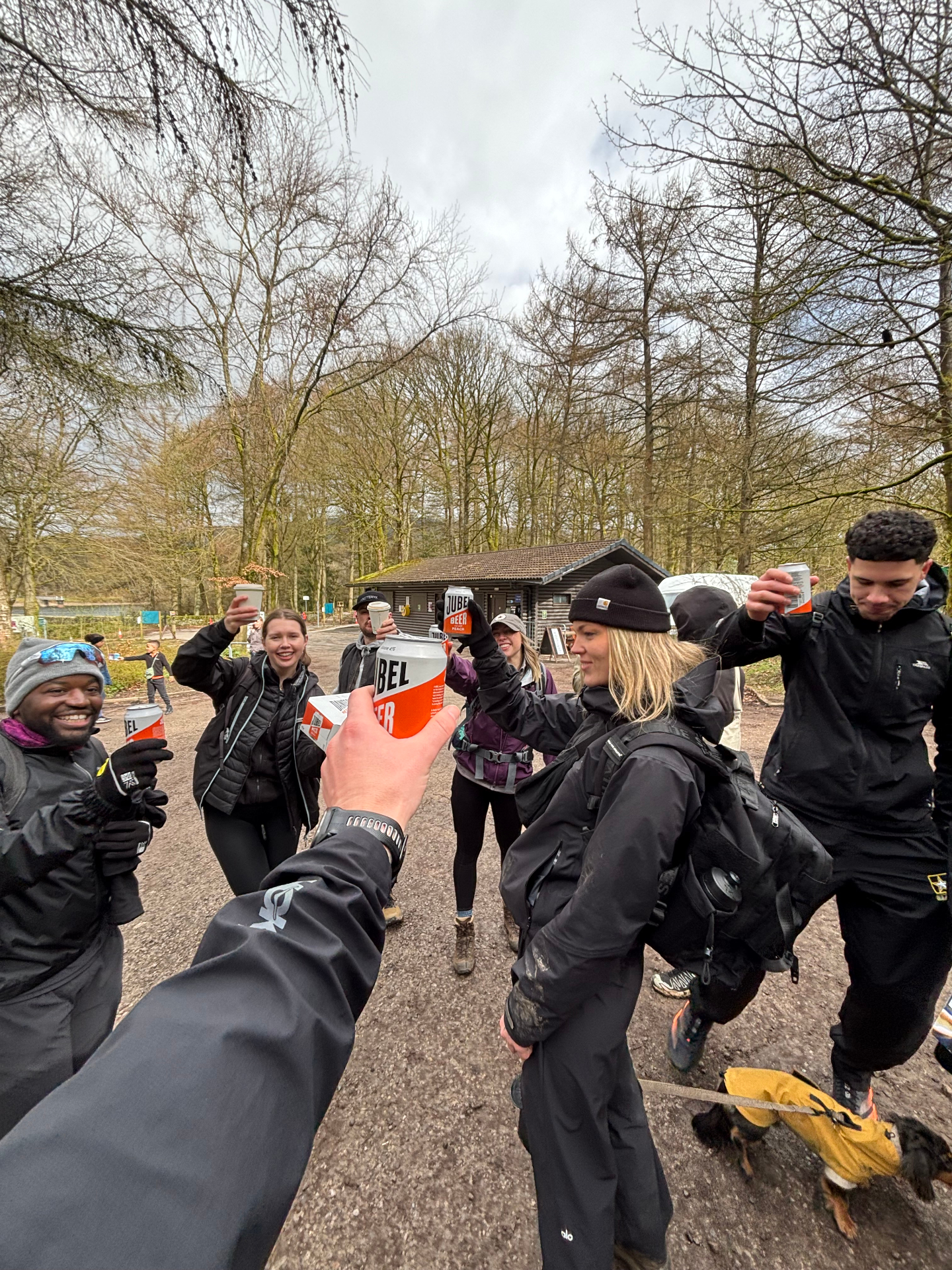 Cheers after a muddy trail session